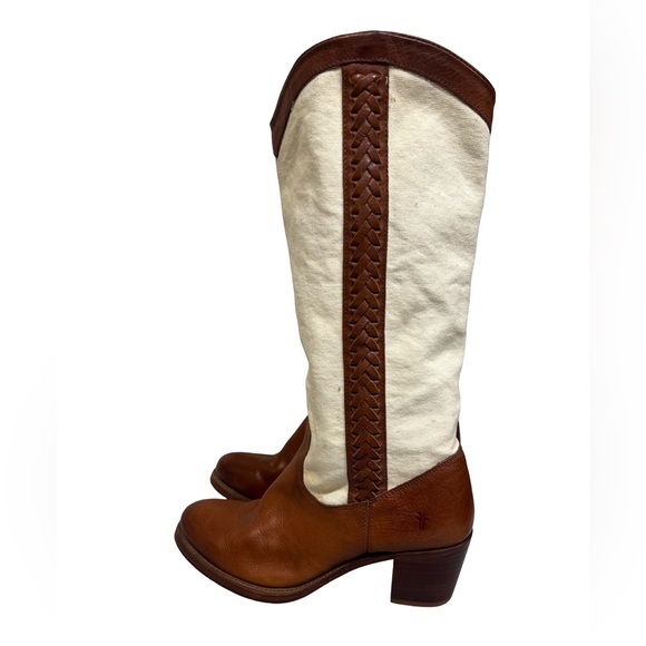 Frye Shoes - Frye Brown and Cream Heeled Boots